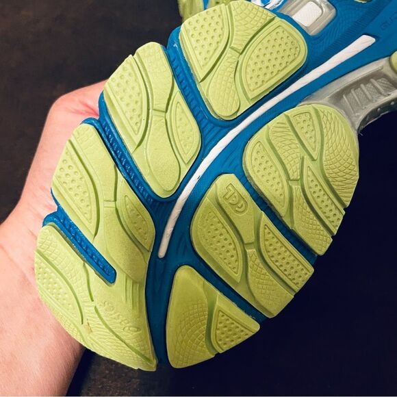 Excellent Asics GEL Nimbus 16 grey blue lime womens running shoes 7.5 Medium - Picture 9 of 13
